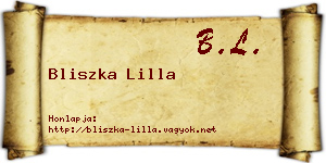 Bliszka Lilla névjegykártya